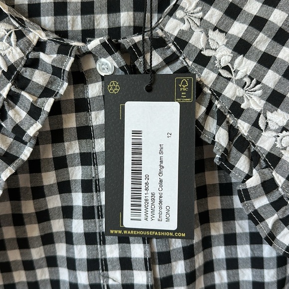 Warehouse Black and White Checkered Blouse - Picture 4 of 6